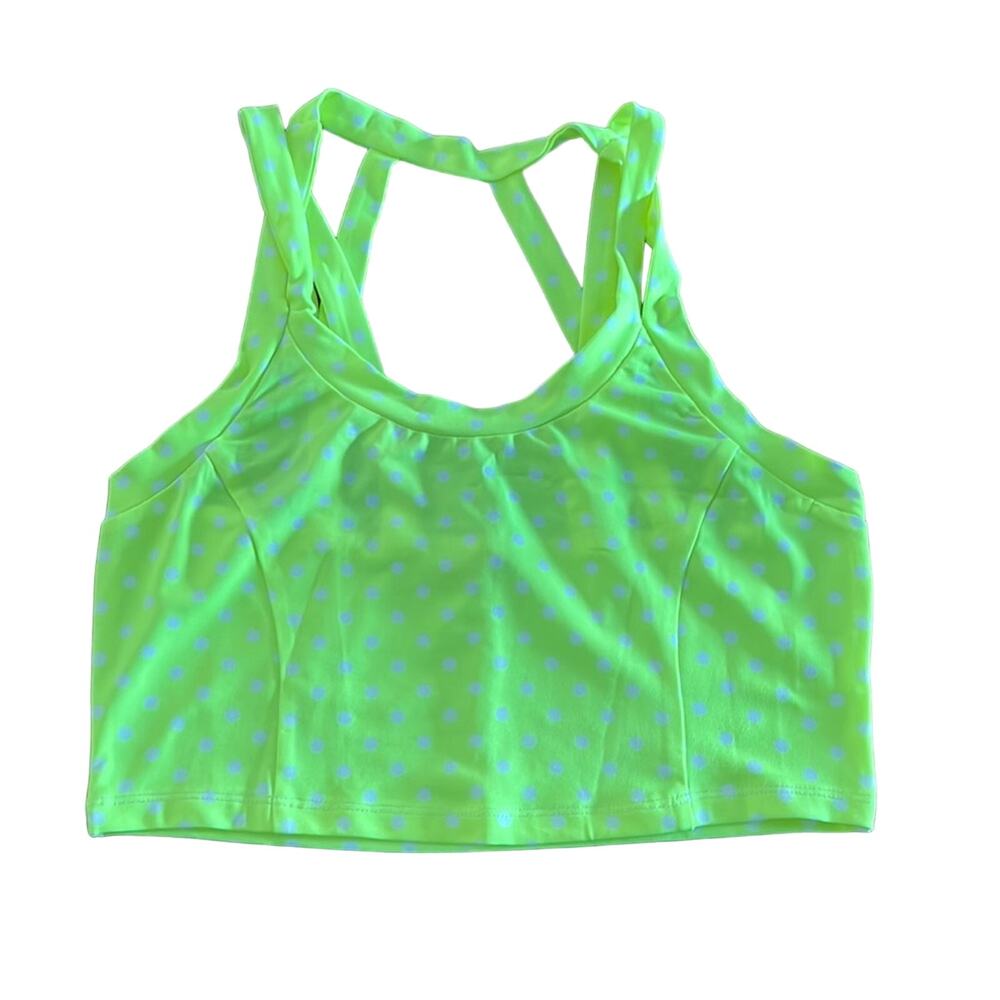 She + Hem M Neon Polka Dot Knit Crop Top